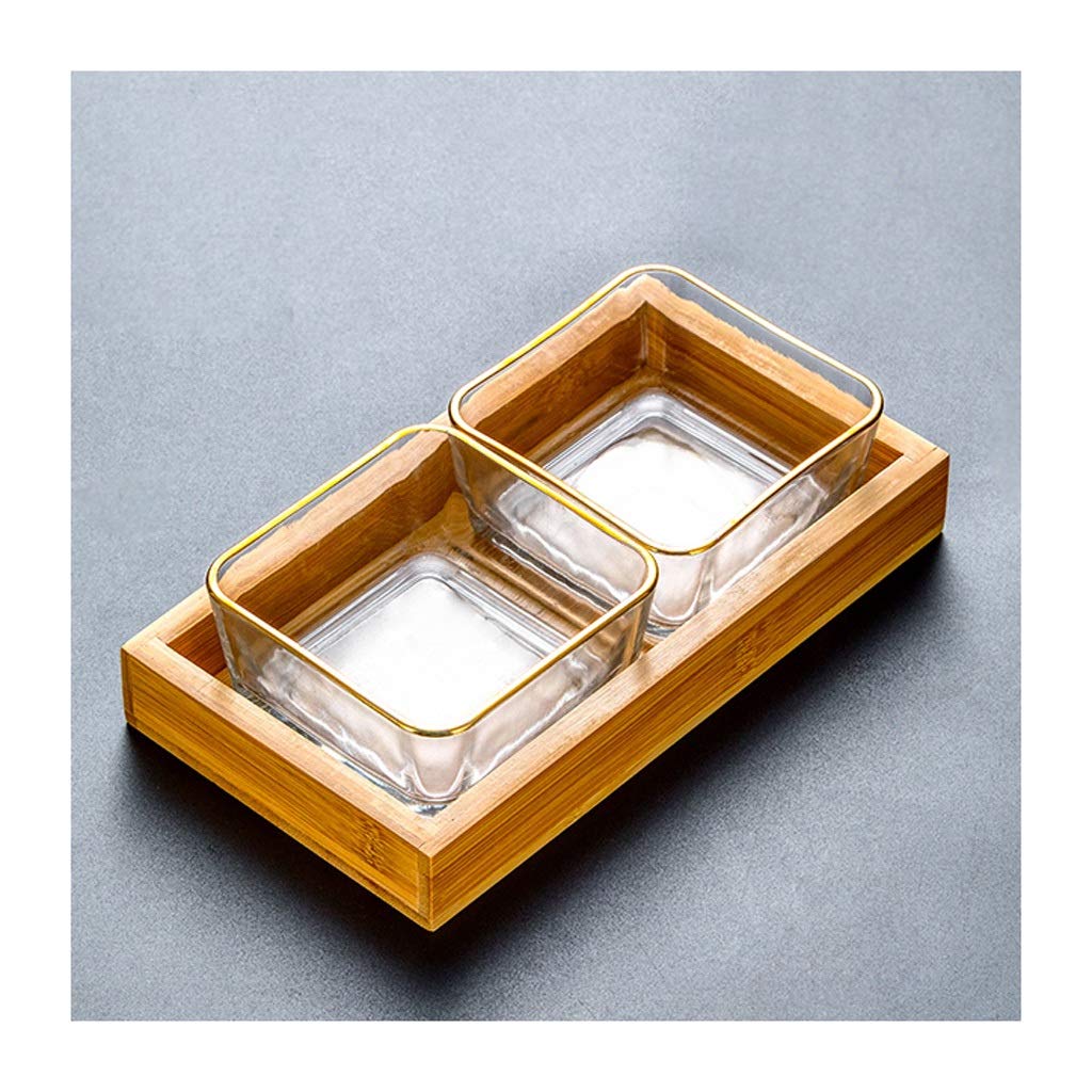 NZPOST Salatschüssel, Kompott-Snackteller, Obstteller aus Glas, Haushaltsdesserts, Trockenfrüchte, Desserts, Süßwaren, Snacks, Snackplatte mit Tablett, kleine Schüssel (A)