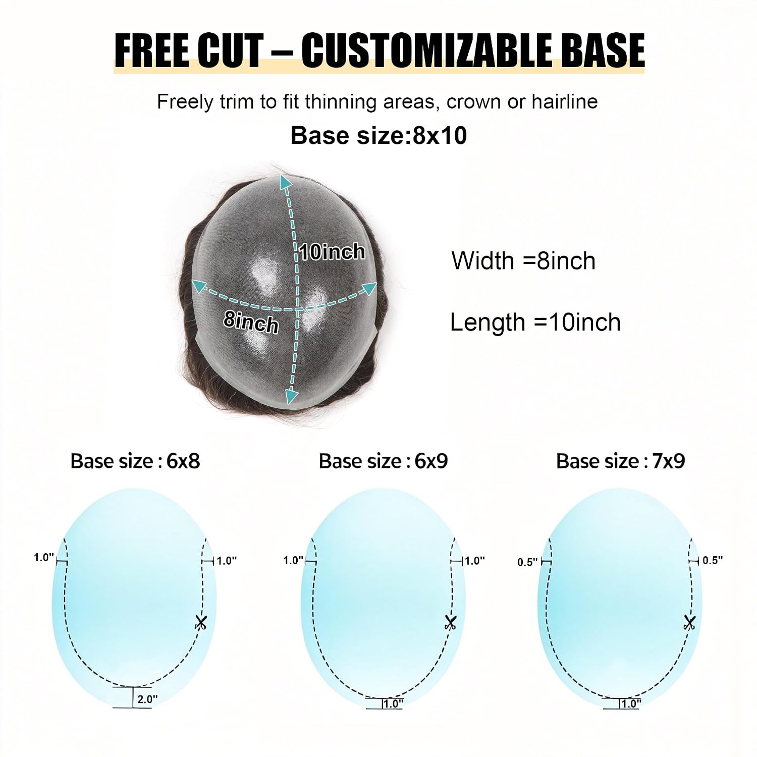 Toupee for Men Thin Skin PU Mens Hairpieces Human Hair Replacement System Translucent Base Patch Unit Free Size 8x10 Medium Brown Mens Toupee 10% Grey #510 Hair Prosthesis Natural Hairline