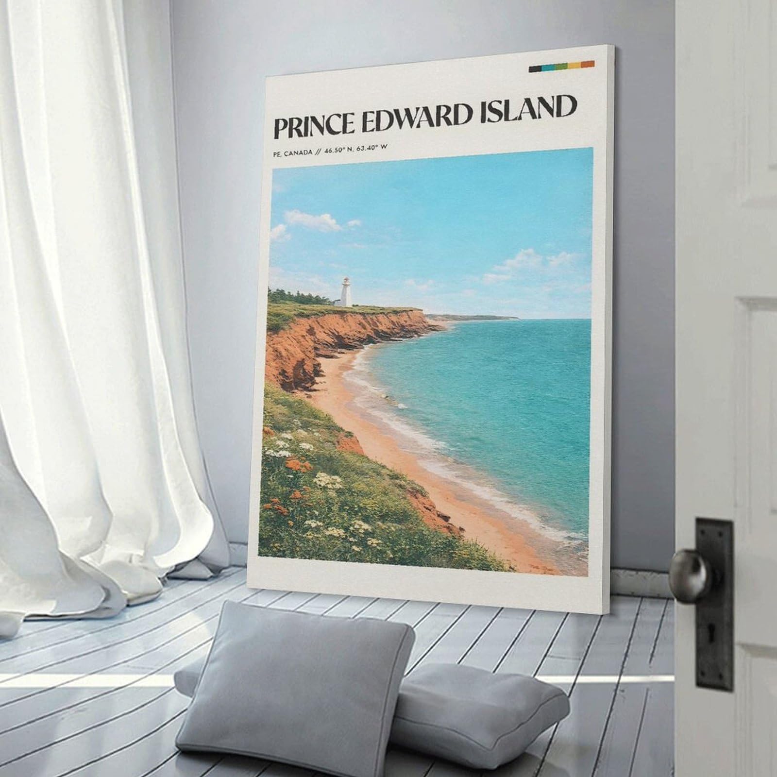 Junmoney Frame-Style-11 Prince Edward Island Lighthouse Decorative Canvas Print, 24X36inch(60X90cm), For Home, Office, Studio Or Guest Room, Canvas Wall Art That Fits Changing Layouts