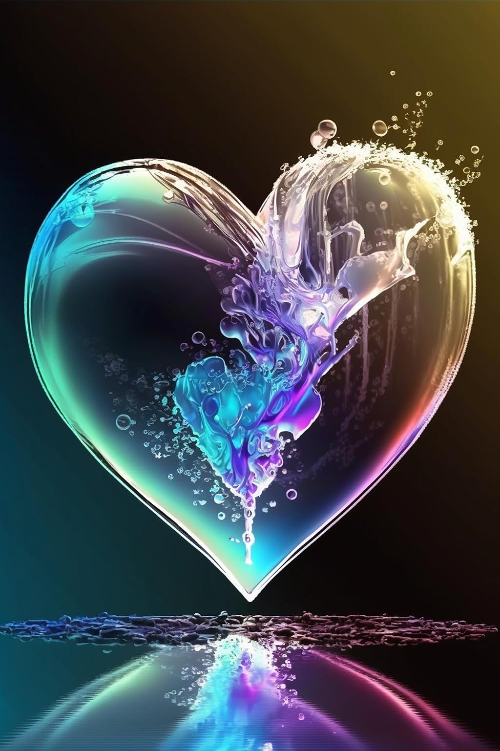 RMSGOZO Transparent Fluorescent Heart Diamond Painting - Modern Abstraction Diamond Art Kits for Adults, Full Round Gemstone Crystal Cross Stitch Kit, for Wall Decor (20 X 24 Inch)