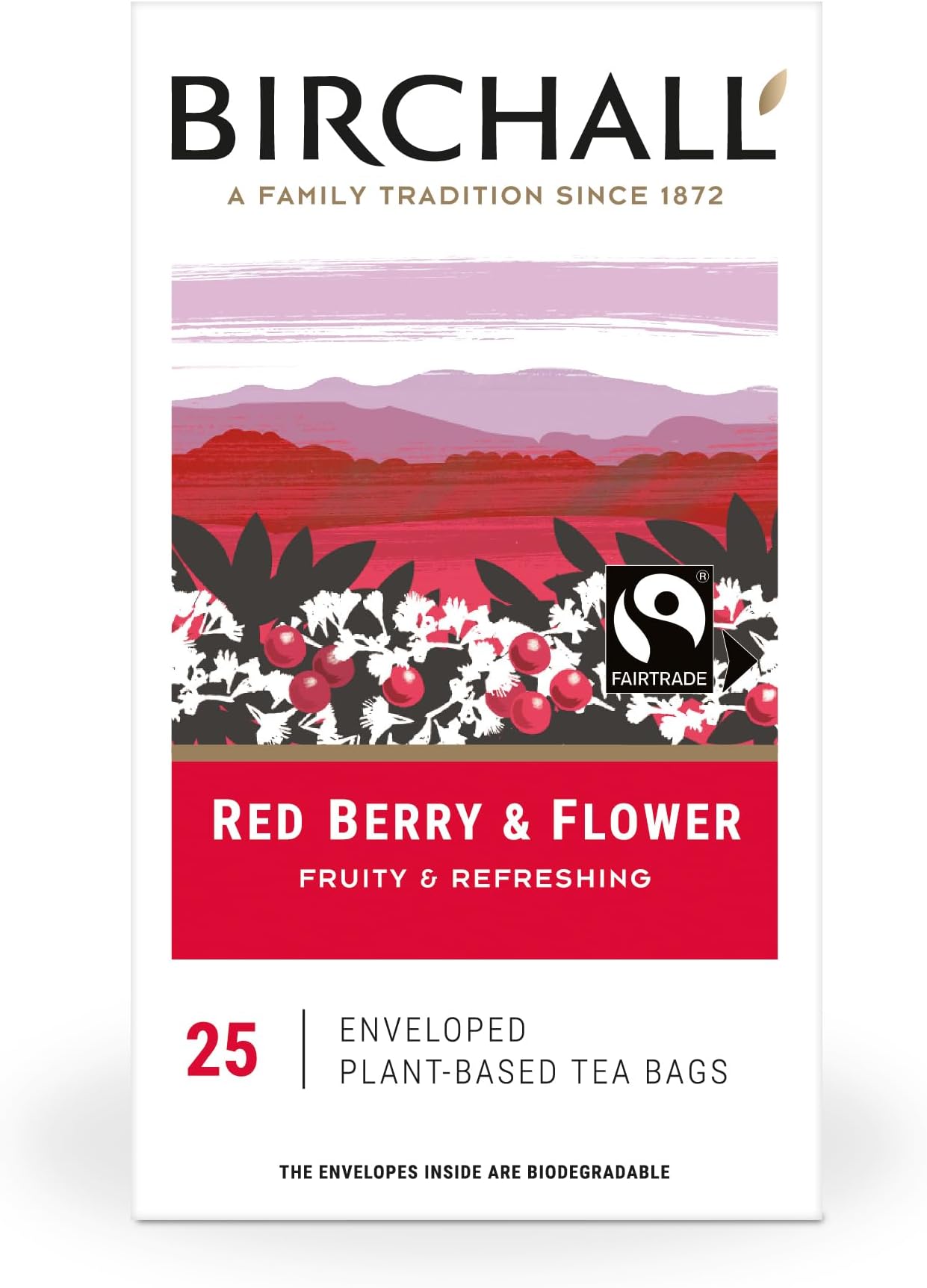 Tea | Red Berry & Flower | Fruit Tea | 1 Pack of 25 Enveloped Plant-Based Tea Bags