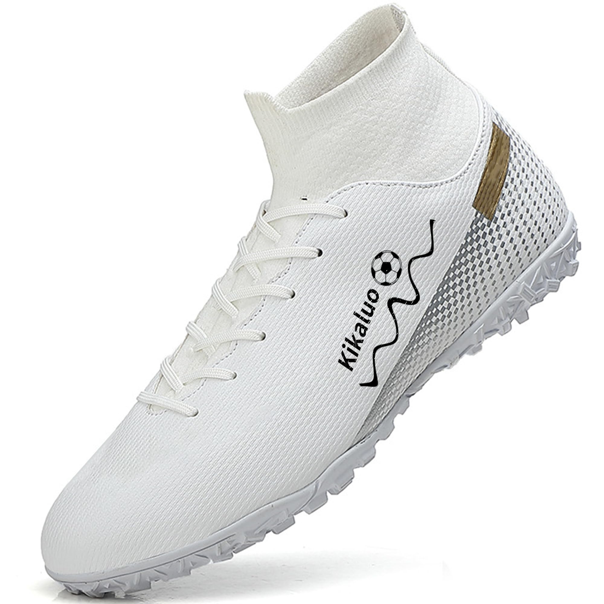 Kikaluo Men's Soccer Shoes Football Cleats High-Tops Lace-Up Non-Slip Spikes Athletic Baseball Sneaker