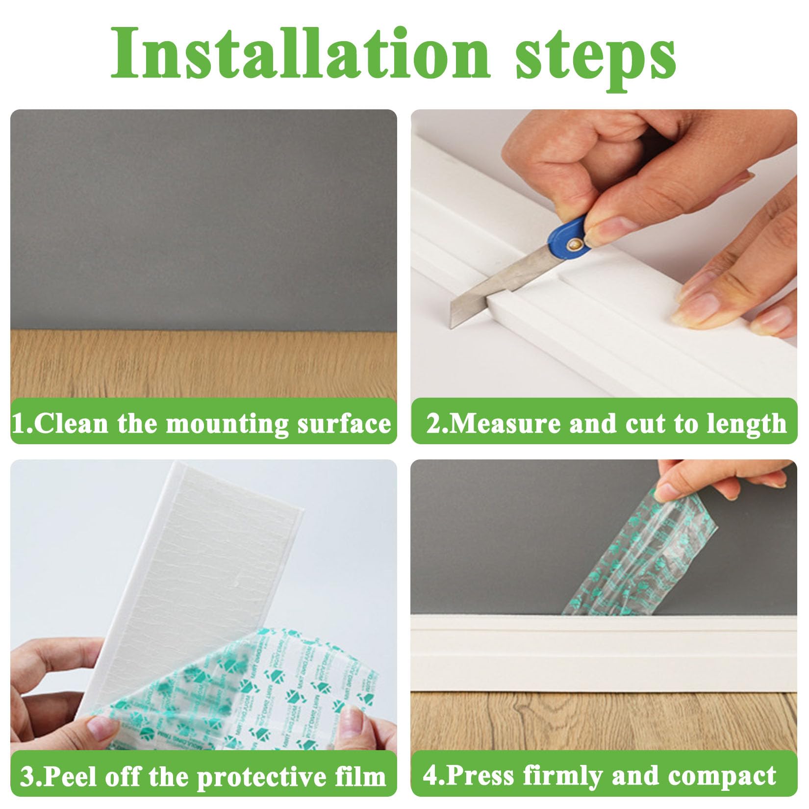 Moldura de zócalo flexible de EVA autoadhesiva, moldura de esquina de pared despegable y pegable, zócalo de espuma impermeable y pintable para decoración del hogar,gabinetes,marcos