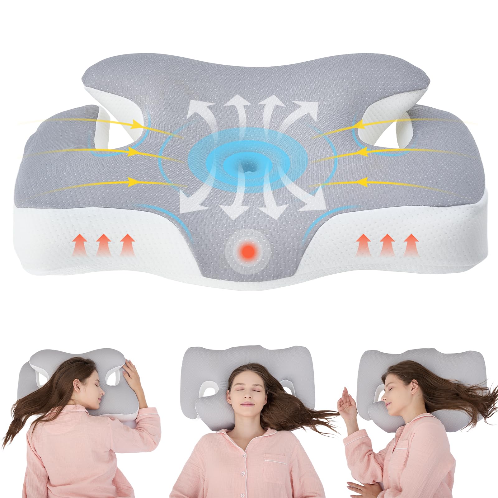 Clemas Cervicaal nekkussen voor pijnverlichting, traagschuim kussen, ergonomisch nekkussen, hoofdkussen, zijslaapkussen voor zijslapers en rugslapers