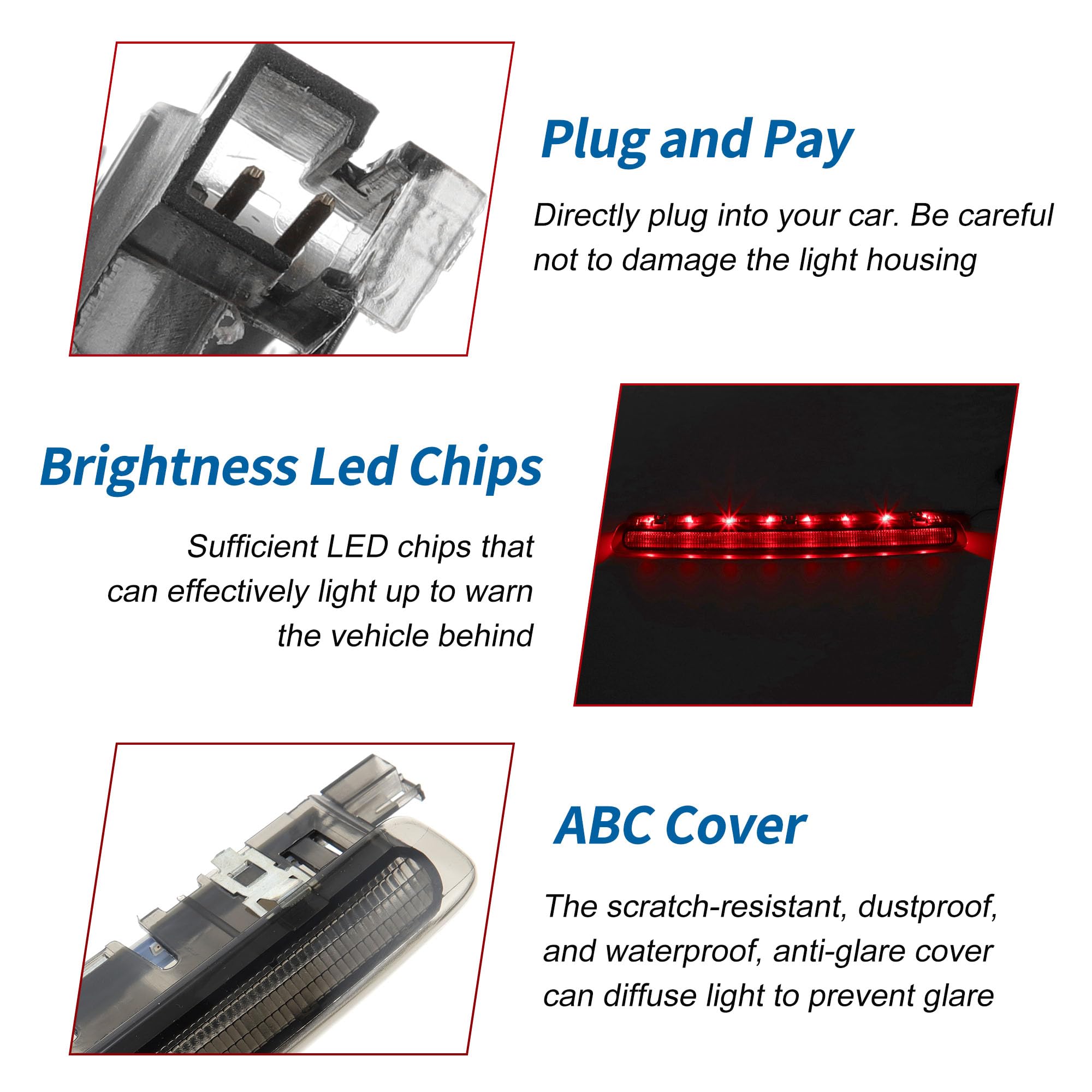 Alto Nivel 3ª Luz Freno Tercera Luz De Freno Para Seat Para Ibiza 6J/6P 2009-2017, Central Trasera Montaje Superior 6J0945097A 6J0945097B Coche Trasera Lámpara