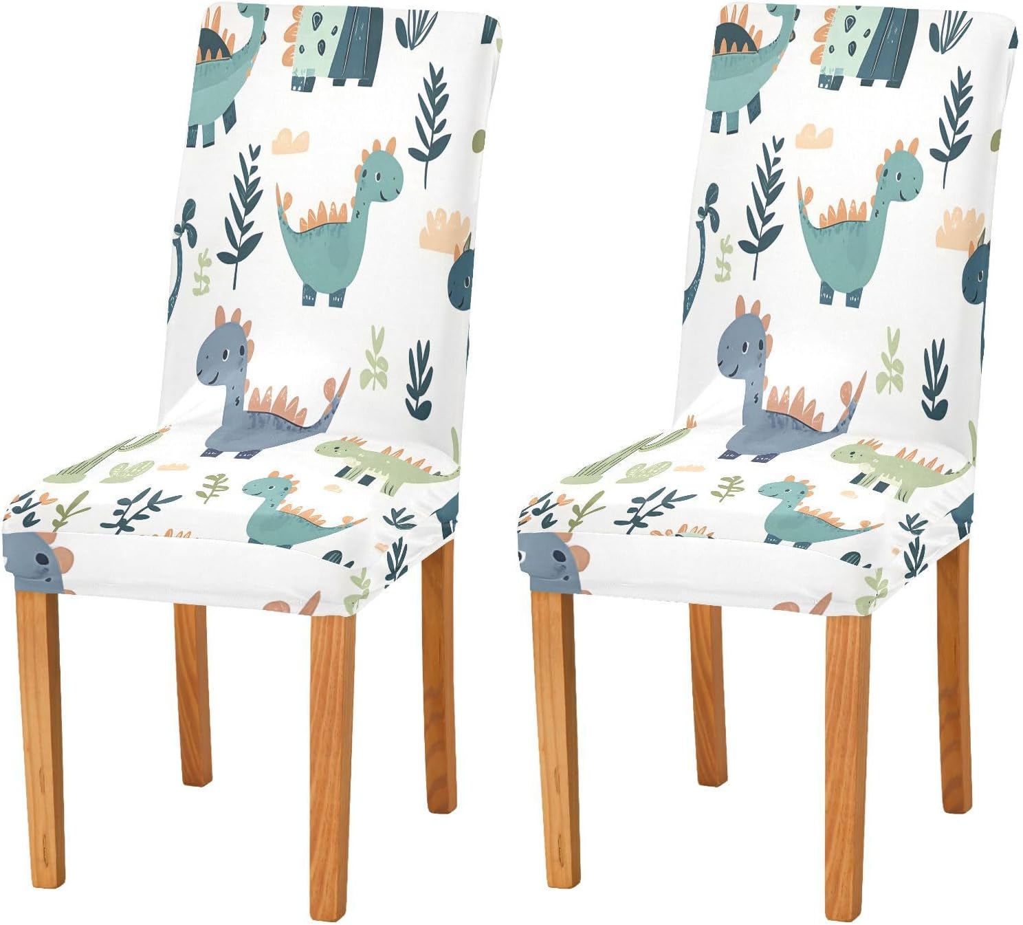 ALAZA Chair Covers for Dining Room, Cactus Grass Dinosaur Pattern Stretch Chair Cover Sets Chair Protector Removable Washable for Ktichen Restaurant Hotel