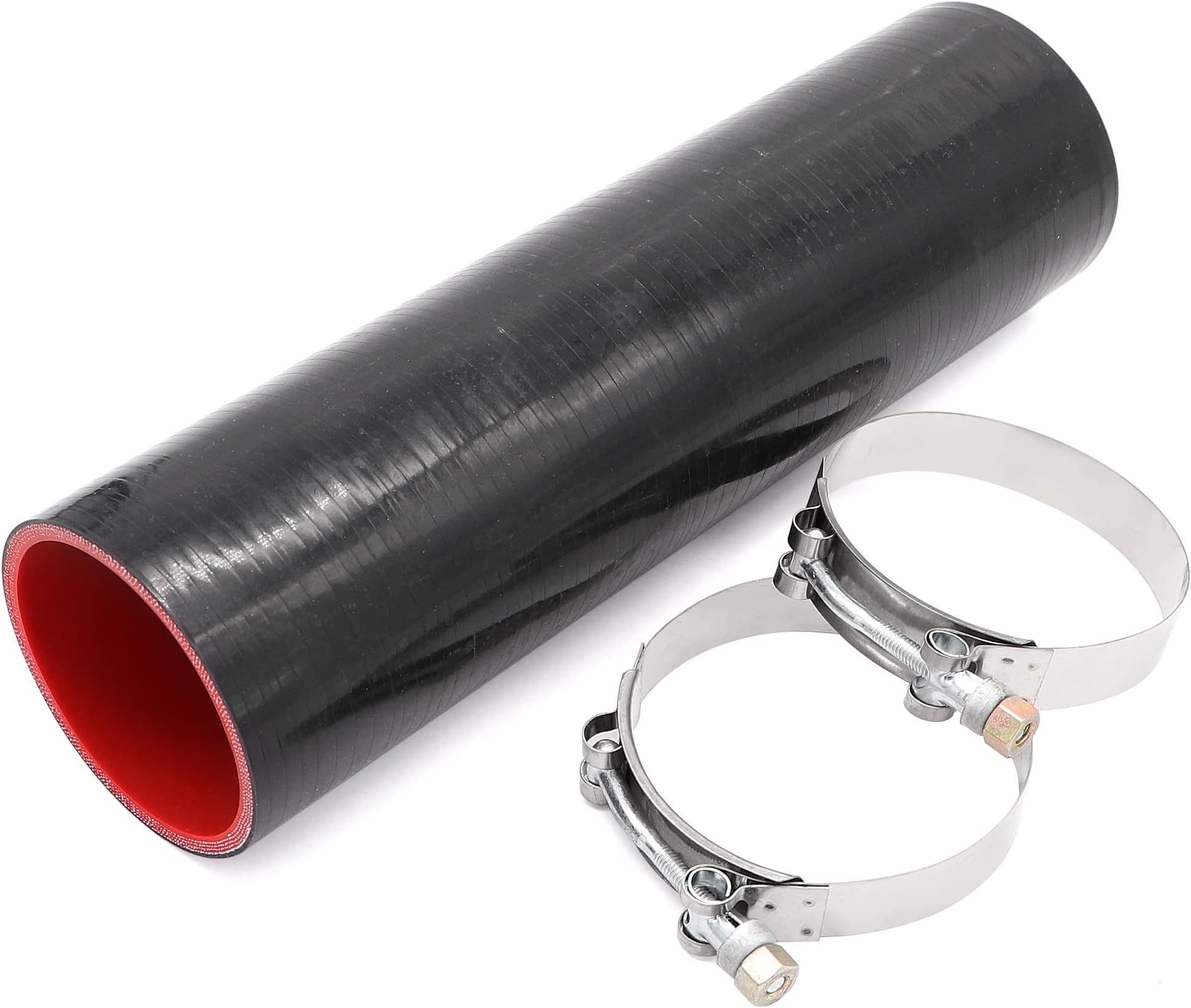 Straight Coupler Silicone Hose 3-Inch ID 12-Length 4-Ply 5MM thickness Air Intake/Turbo/Intercooler Piping Tube with Stainless Steel T-clamps