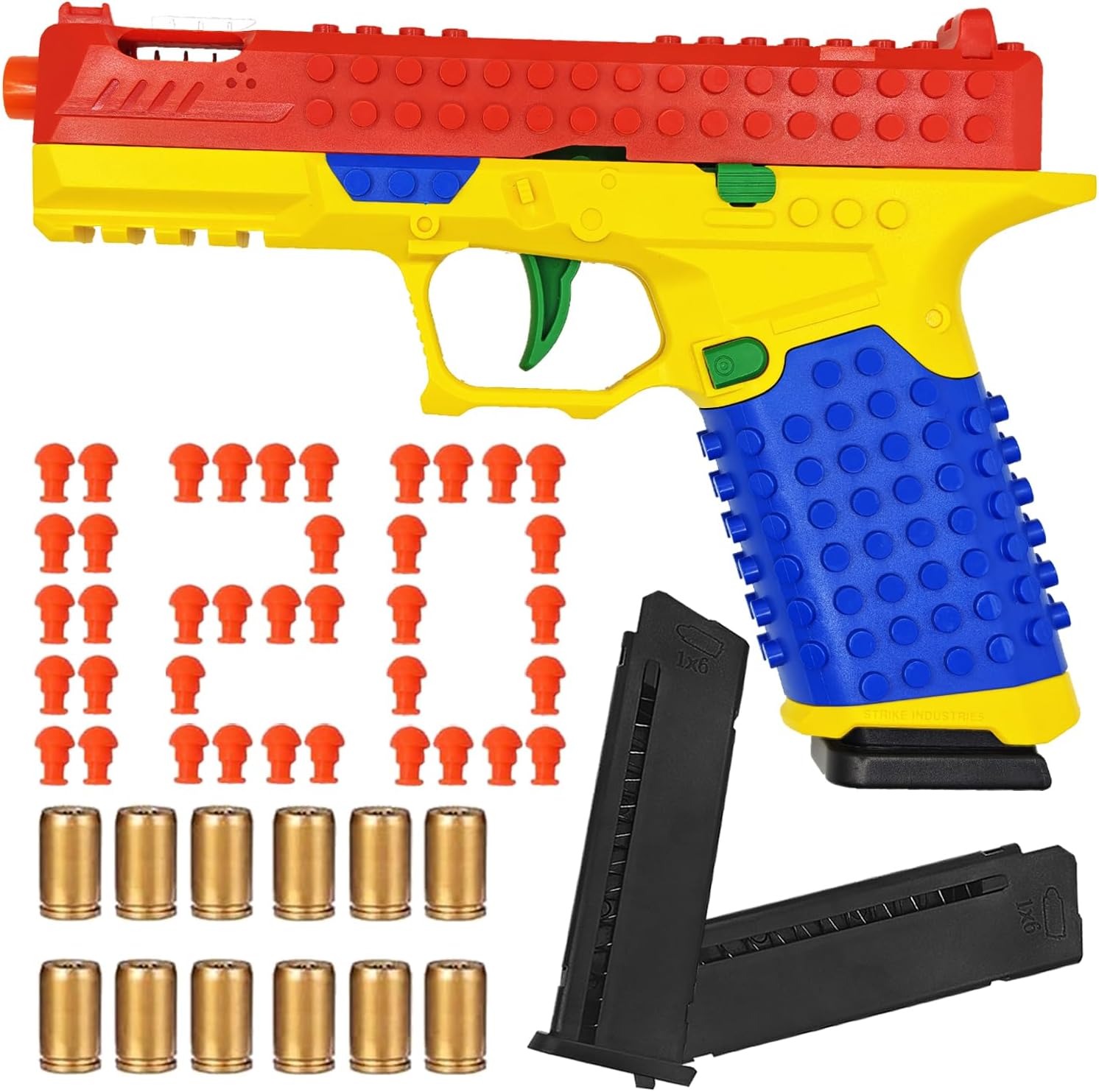 DIY Building Block Toy Gun Blaster, Shell Ejecting Toy Gun, Automatic Pull Back Action Shooting Games Education Model Toy Pistol for Kids Gifts