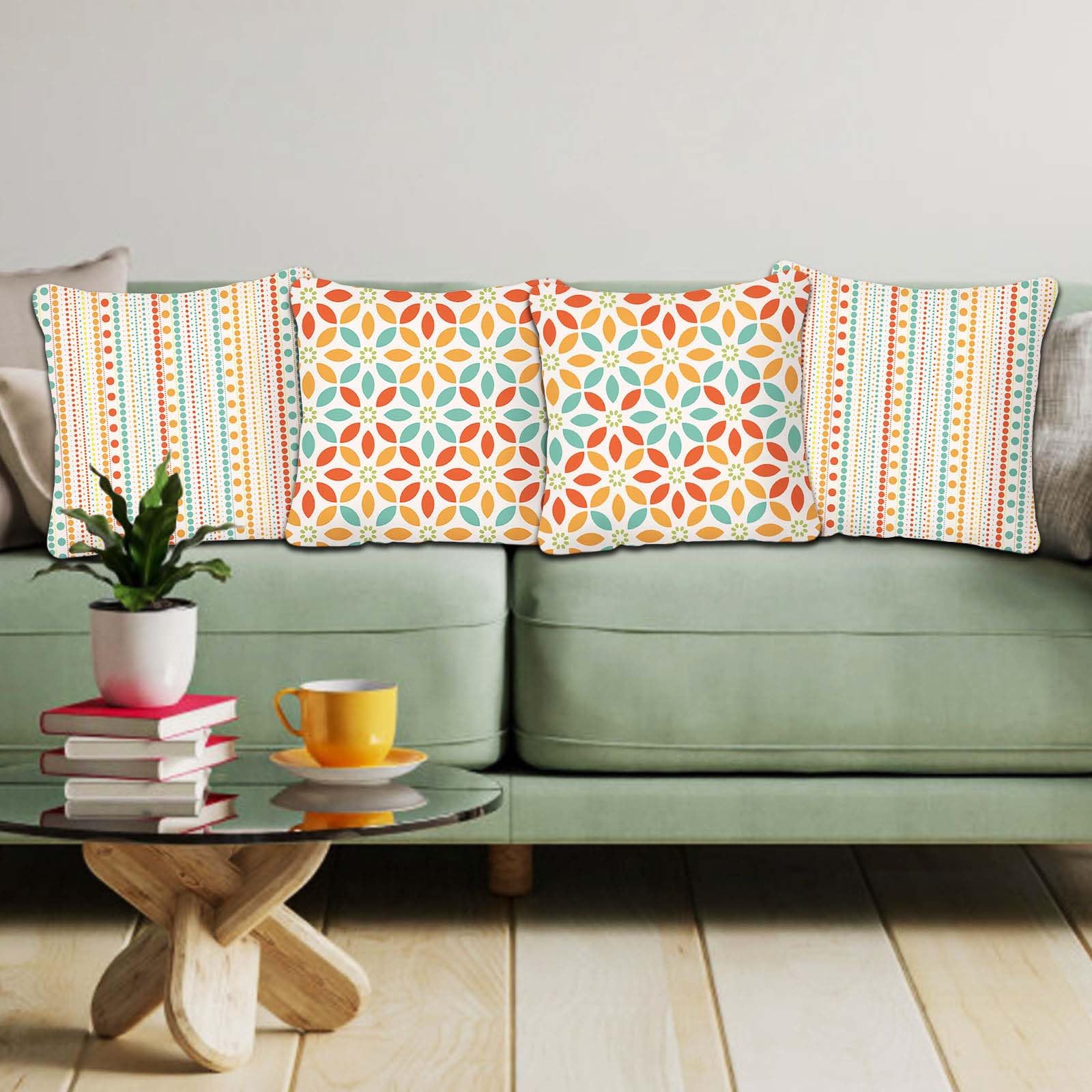 Betadistor Set of 4 Cushion Covers 45cm x 45cm Modern Floret Decorative Throw Pillow Cases Living Room Bedroom Sofa Garden Home Decor Square Cushion Covers 18x18 Inches - Image 4