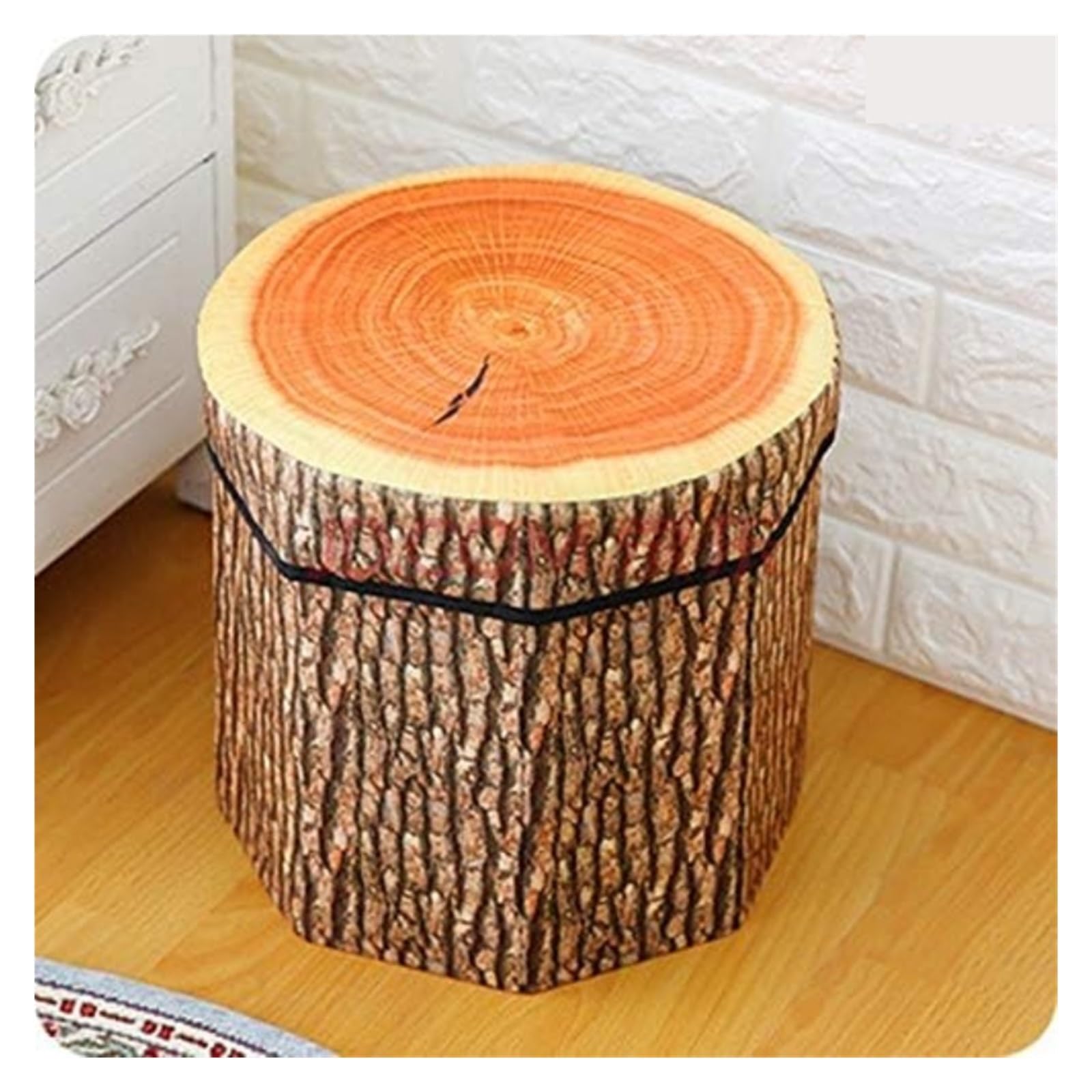 Taburete Creativo Con Forma De Tocón Árbol For El Hogar, Almacenamiento Plegable Bonito Otomano Almacenamiento De FáCil Acceso