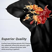 Vista 4 de QZYL 4 manteles de picnic con fundas de banco, manteles de plástico negro, 54 x 108 pulgadas, fundas rectangulares desechables impermeables