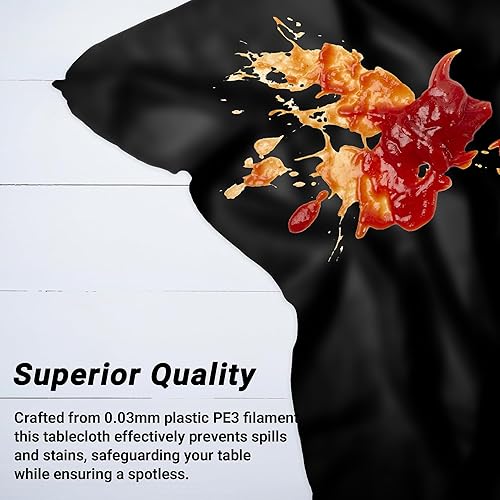 Miniatura 4 de QZYL 4 manteles de picnic con fundas de banco, manteles de plástico negro, 54 x 108 pulgadas, fundas rectangulares desechables impermeables
