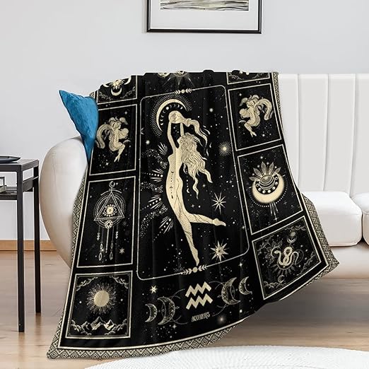 Aquarius Constellation Blanket Astrology Sign Throw Blanket, Lightweight Microfiber Blanket Birthday Graduation to Mom Gifts for Women Men 60