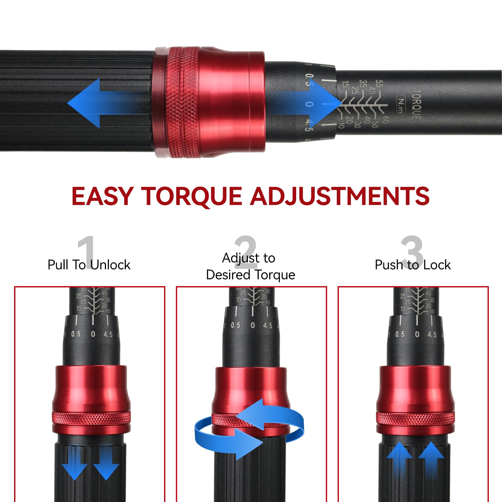 Set di 3 Chiavi Dinamometriche Meccaniche | 5-25Nm / 10-60Nm / 20-220Nm | Massima Precisione, Alta Durata per Officina, Riparazione Auto, Fai da Te e Industria