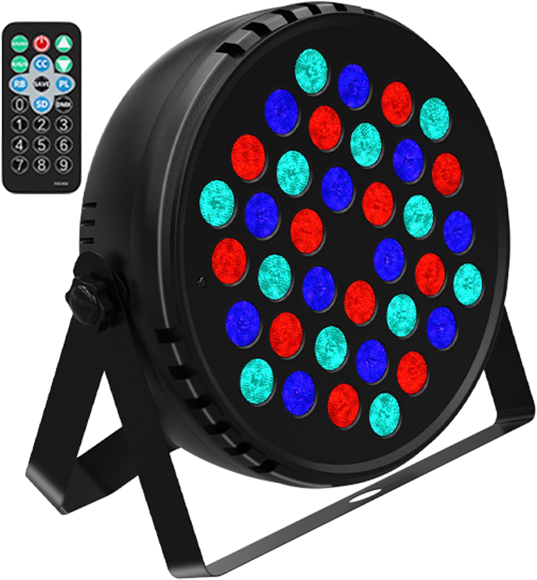 Fuwerk 36 LED Professional Par Stage DJ Up Lights RGB Mixed Effect with Remote Control Sound Activated for Party Club Wedding Church Christmas(1Packs)