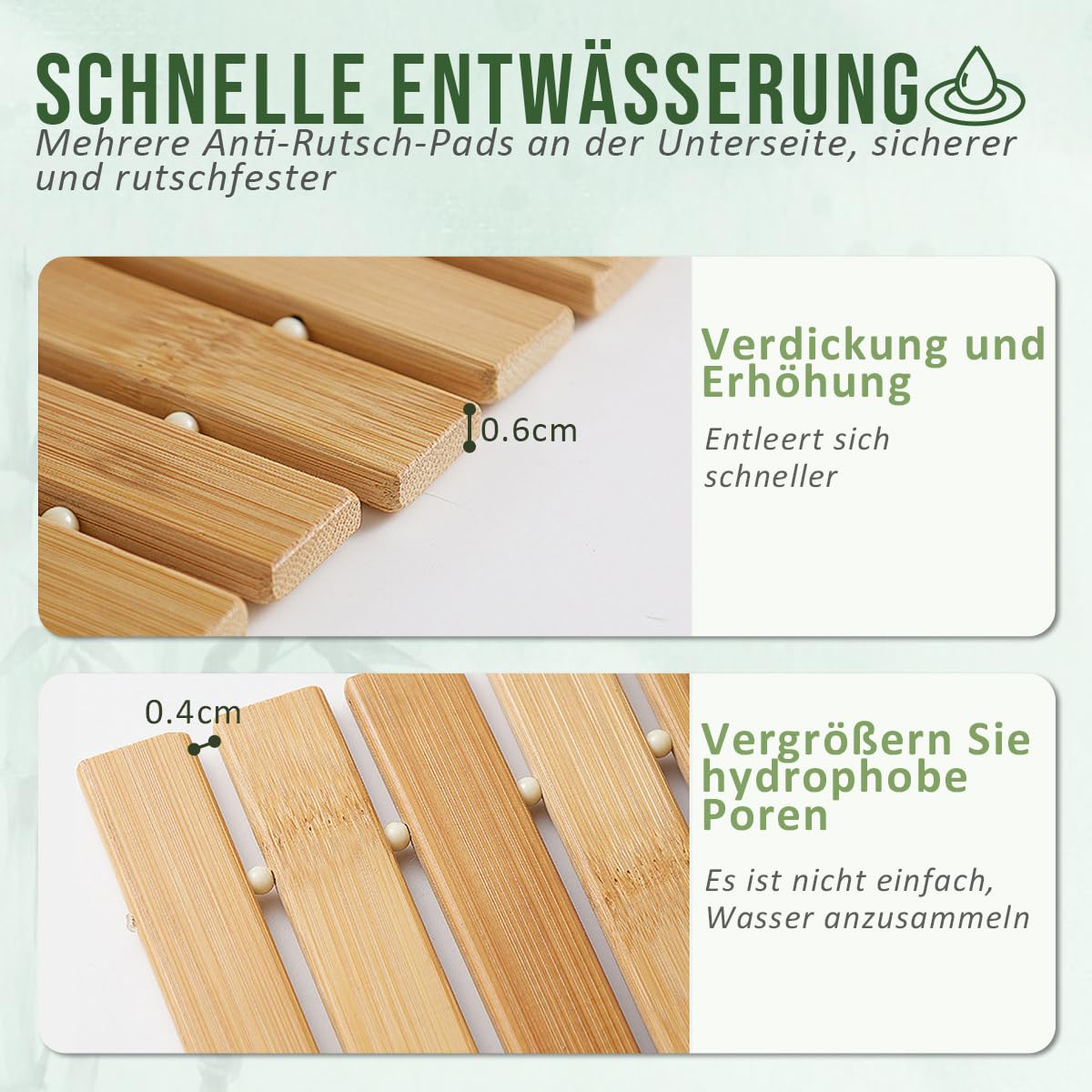 Badematte Holz Sauna Bodenrost Rollrost Fussmatte aus Bambus 100 x 50 cm, Sauna Türmatte Rollrost Fußmatte, Sauna bodenmatte/badvorleger Holz (100 x 50, Bambusholz, 1, 100 x 50)