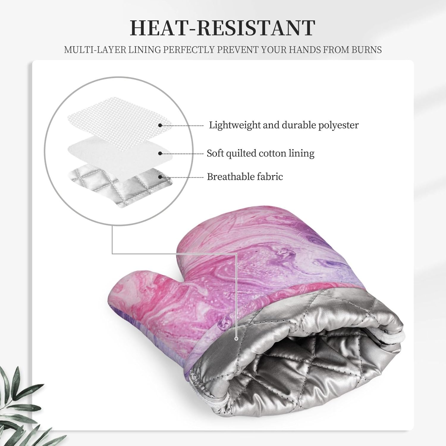 Colorful Marble Pastel Blue Purple Oven Mitts and Pot Holders Set of 4 Heat Resistant Kitchen Gloves with Silicone Palm Hot Pads for Baking Cooking Grilling BBQ