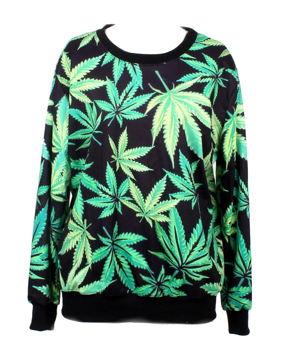 LoveLiness Womens Marijuana Leaf Print Sweatshirt Sweaters Multicoloured