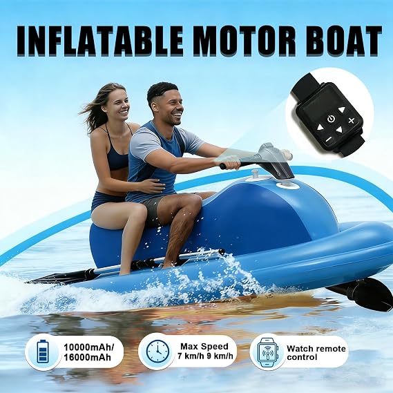 2026 3 in-1 Electric Inflatable Jet Boat - 500w/700w Brushless Motor, Speeds Up to 7-11 Km/H (4.3-6.8 Mph), 10-Speed Remote, Inflatable Foldable Motorboat, for Family Cruising 500W