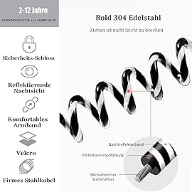 Toddler Harness Walking Leash- Child Anti Lost Wrist Link - Child Safety Harness - Upgrade with Reflective(6.5ft) - for Boys and Girls,Not Easy to Open Without Key (Cool Black)