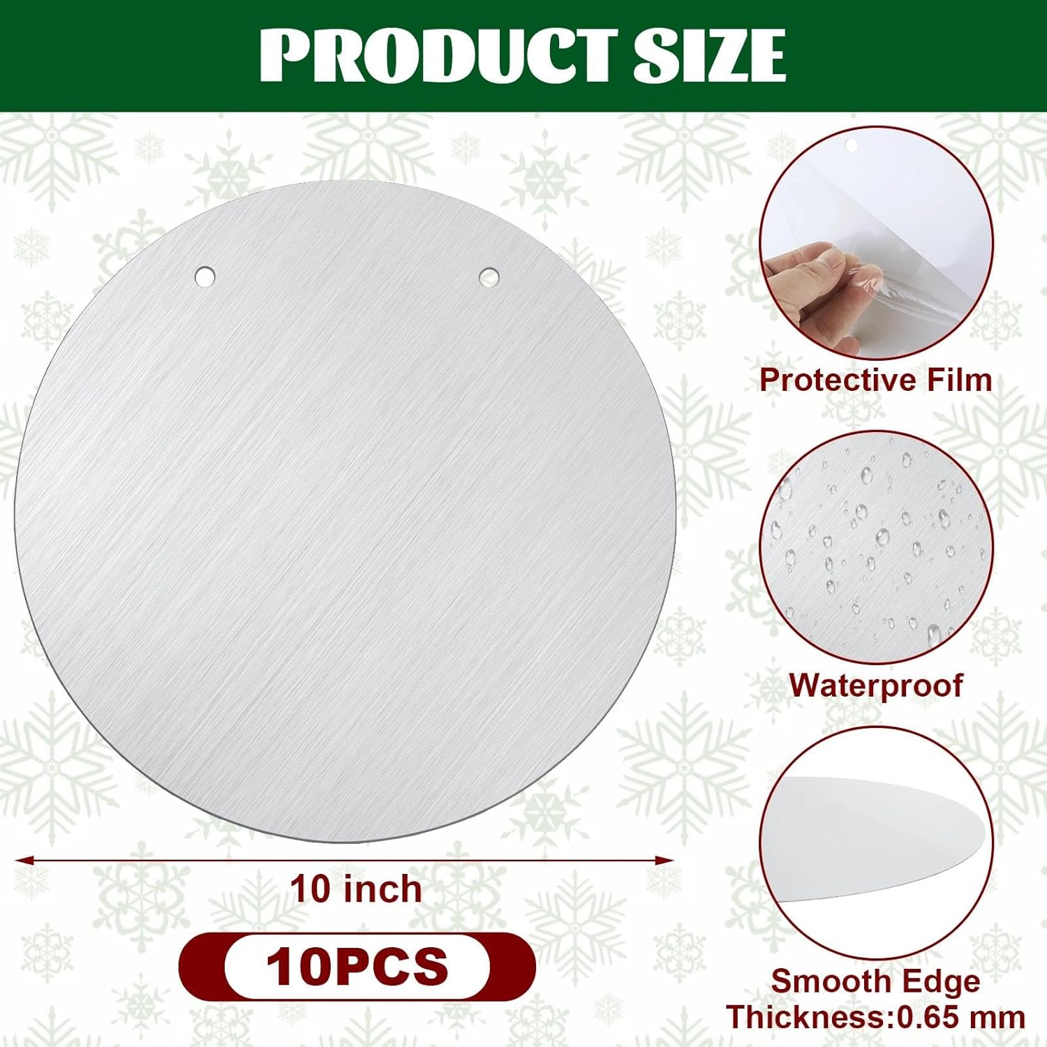 STARVAST 10 Pack Metal Sublimation Ornament Blanks, Round Unfinished Blank Door Hanger Sign with Rope for Heat Press Printing, DIY Handmade Crafts Double Sided Sublimation Ornaments