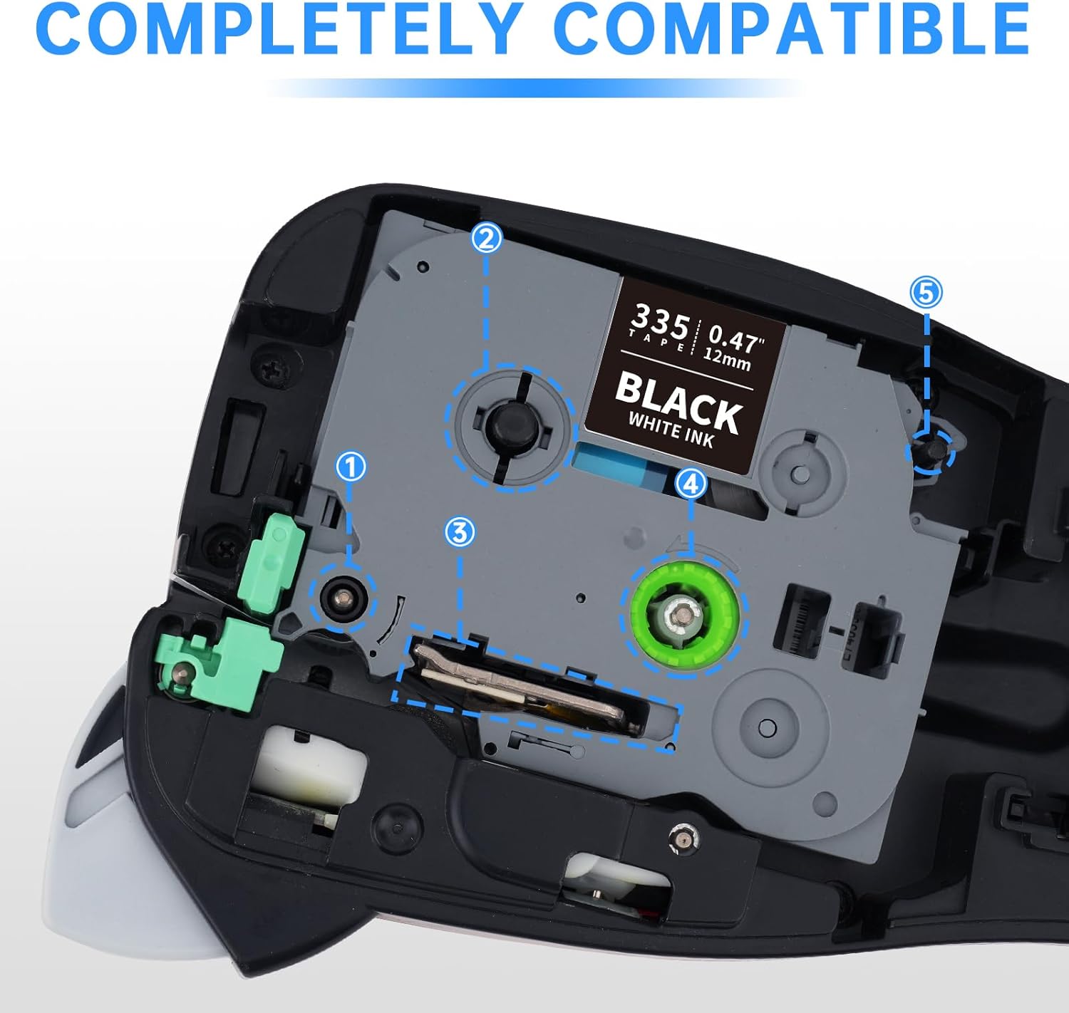 Unismar TZe-335 Compatible for Brother Ptouch 12mm 0.47 Laminated White on Black Label Tape TZ335 TZ Tape Work for Label Maker PTD220 PTD200 PTD210 PTD400 PTH100 PTH110 PT1280, 1/2'' x 26.2', 4-Pack - Image 2