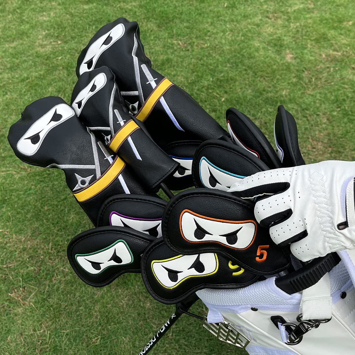 Housse De Club De Golf En Cuir Synthétique - Pour Putter, Bois, Driver - Étiquettes Interchangeables - Marron