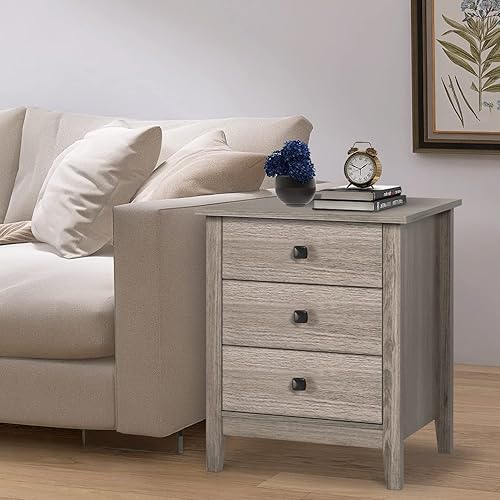 Miniatura 7 de Vikiullf Mesitas de noche para dormitorio, juego de 2 mesitas de noche de madera, mesita de noche, mesita de noche con cajones, muebles de