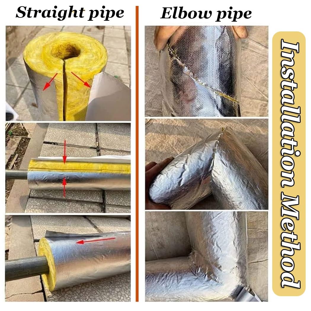 ID 27mm~273mm｜Espesor 30mm/50mm｜Longitud 100cm Aislamiento De Tuberías De Lana De Vidrio, Tubo De Aislamiento De Tuberías De Agua, Tubo Aislamiento De Aluminio(60mmX30mm (2-3/8inX1-1/6in))