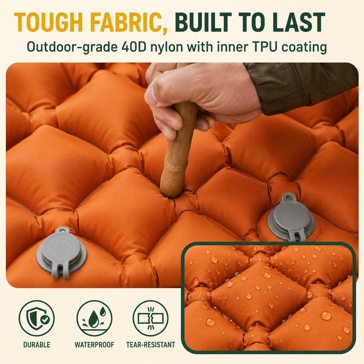Camping Sleeping Pad, Ultralight Camping Mat with Pillow, Built-in Foot Pump Inflatable Sleeping Pads Compact for Camping Backpacking Hiking Traveling Tent