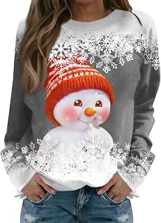 Ugly Christmas Jumperscollege Sweatshrit Womans Long Sleeved Cute Soft Christmas Tuni Polyester Crew Neck Cozy Pattern Tops Womans