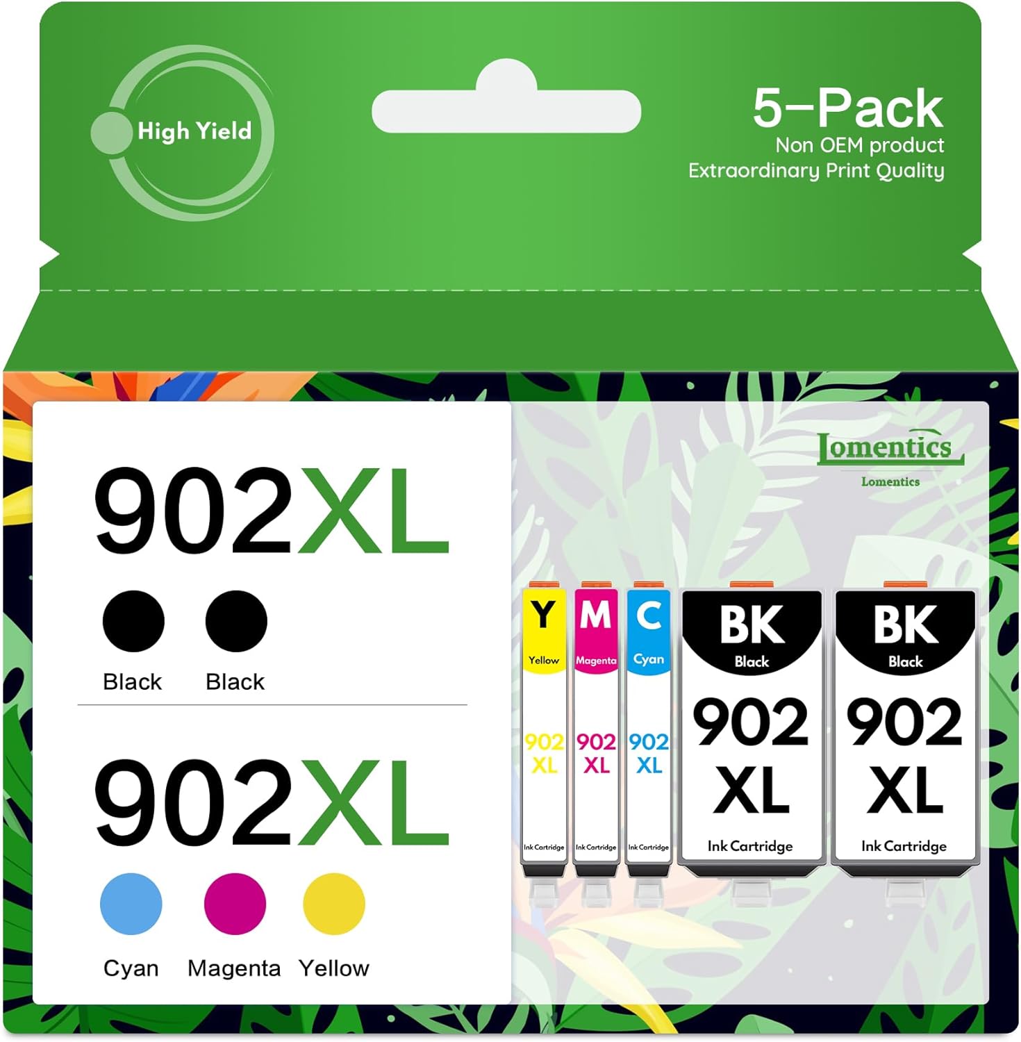 902XL Ink Cartridges Combo Pack (5Pack,2Black/1Cyan