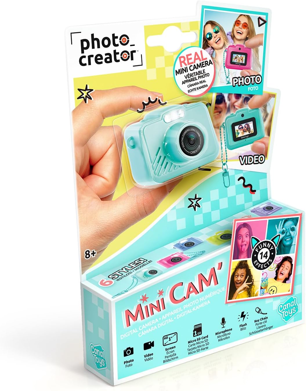 Canal Toys - Photo Creator - Digital Photo and Video Camera Mini Camera - Original - with Keychain and 1GB SD Card Included - CLK 058, Turquoise
