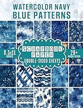 Watercolor Navy Blue Patterns Scrapbook Paper: 20 Sheets Creatively Designed for Crafting, Journaling, Scrapbooking, and DIY - Buy now