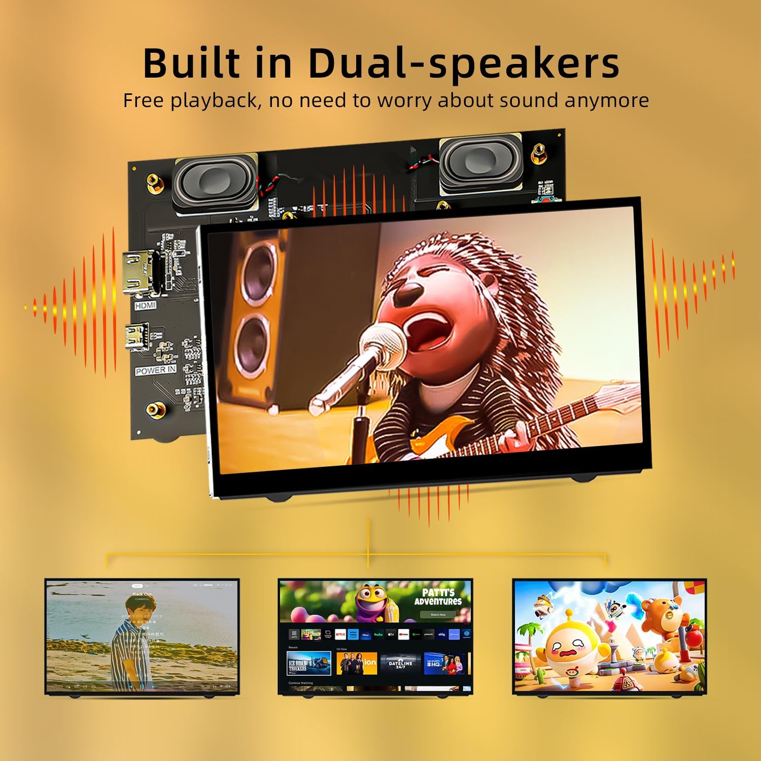 7'' Raspberry Pi Display,800x480 HDMI Mini Small Monitor with Dual-Speaker,LCD Screen for Raspberry Pi 4/3/2/Zero/B/B+ Win11/10/8/7 (Non-Touch)