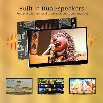 HAMTYSAN 7'' Raspberry Pi Display,800x480 HDMI Mini Small Monitor with Dual-Speaker,LCD Screen for Raspberry Pi 4/3/2/Zero/B/B+ Win11/10/8/7 (Non-Touch)
