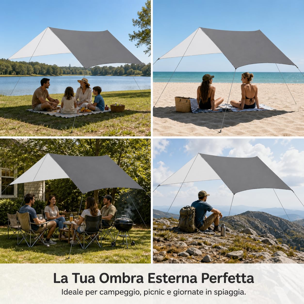 Campeggio Impermeabile, Poliestere, size to 1 | poliestere - picnic, include corde, picchetti - alluminio - impermeabilità 2000mm, per avventura, per pioggia