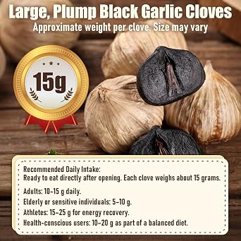 16oz Whole Black Garlic Bulbs, Fermented & Aged Ready to Eat | Soft Chewy Fermented Garlic with Naturally Sweet Umami Flavor for Snacking, Cooking & Sharing, Ready to Eat