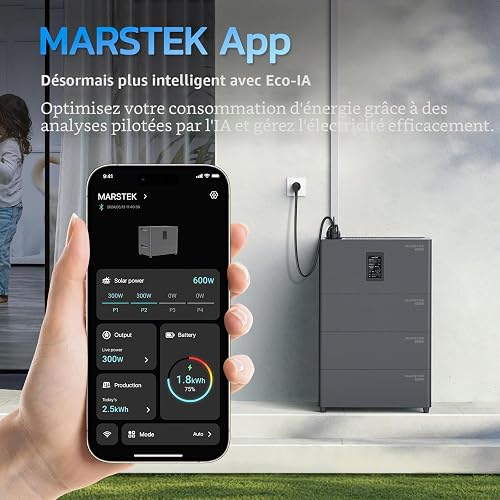 MARSTEK - Centrale de balcon tout-en-un avec stockage, 4 MPPT 2400 W, capacité de la batterie 2,56 kWh, 6000 cycles de charge, batterie LFP, avec application, prêt à l'emploi, 0% TVA (batterie) - 7