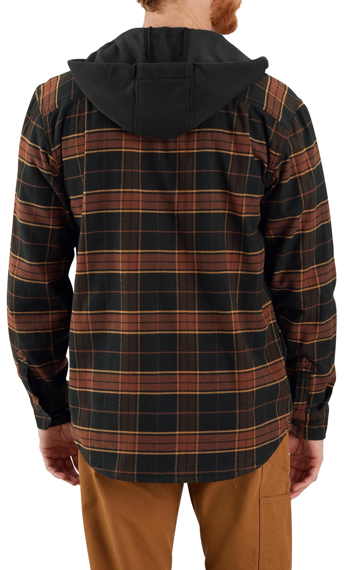 Carhartt Rugged Flex Relaxed Fit Flannel Fleece Lined Hooded Shirt Jac Rugged Flex - Camisa con Capucha y Forro Polar de Franela de Ajuste Relajado Hombre