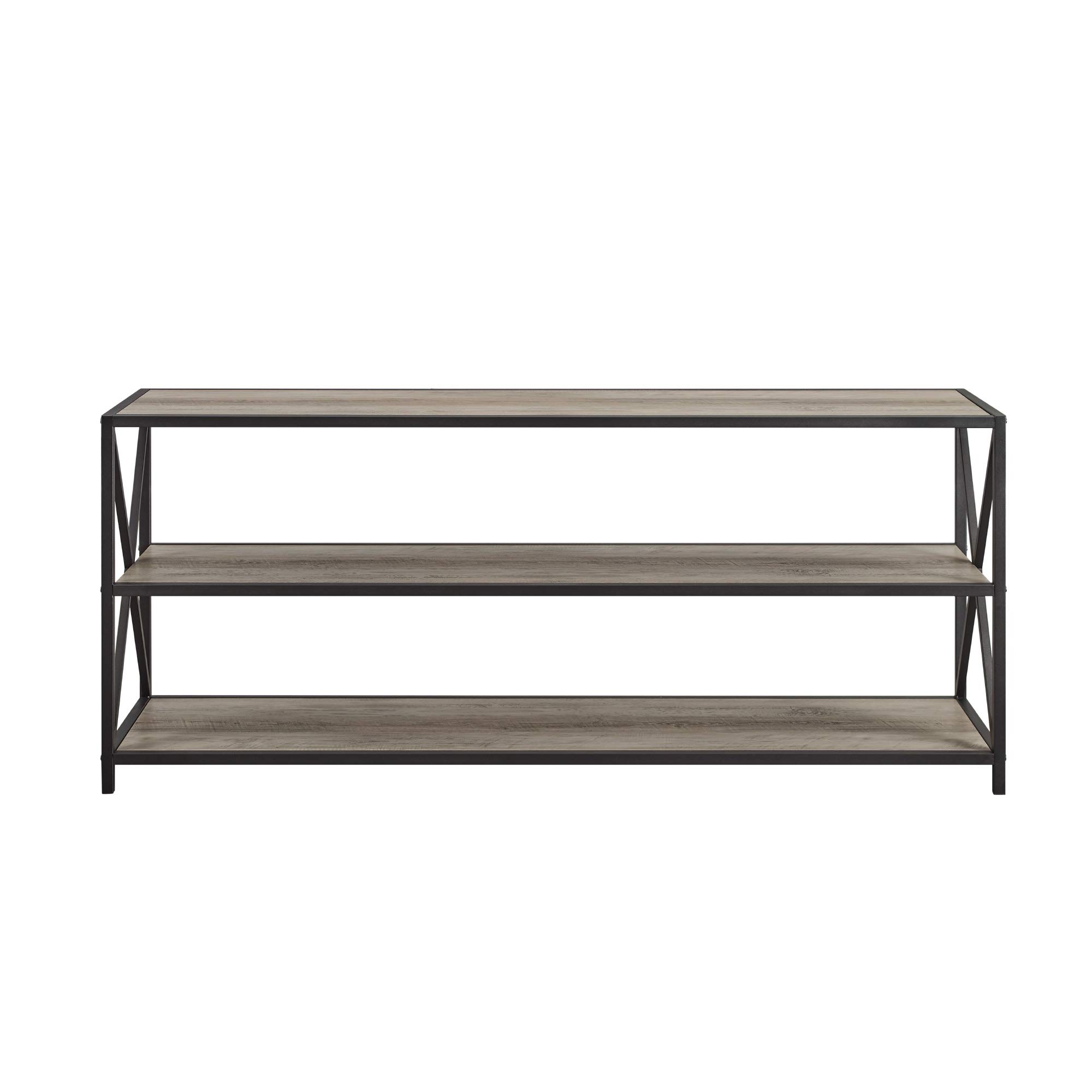 Walker Edison 2 Shelf Industrial Wood Metal Bookcase Tall Bookshelf