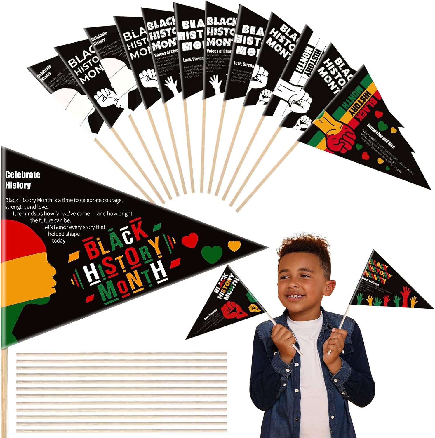 Lerheedi 24 Packs Black History Month Coloring Flags Crafts