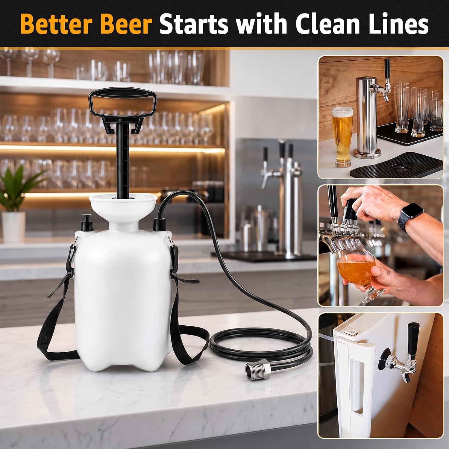 Kegerator Cleaning Kit Hand Pump Pressurized Beer Line Cleaning Keg