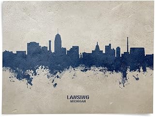 Lansing Michigan Skyline art print poster, unframed -18587