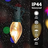 Vista 4 de Luces de Navidad C7, 25 pies de cadena de luces de Navidad transparentes para exteriores con 27 bombillas incandescentes blancas cálidas