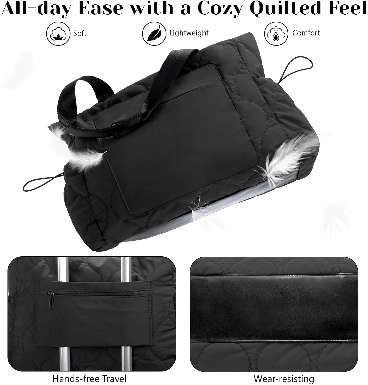 Tote Bag for Women Purse Shoulder Bag, Lightweight Puffy Work 14" Laptop Bag Handbag, Large Carry On Travel Tote with Pockets - Image 4