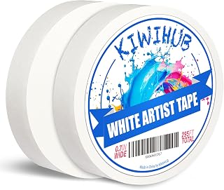 2 Pack Artist Tape for Watercolor Paper, 0.7 in Wide 295 FT Long | Professional Art Tape, White Masking Artists Tape for Drafting, Painting, Canvas Framing - Acid Free