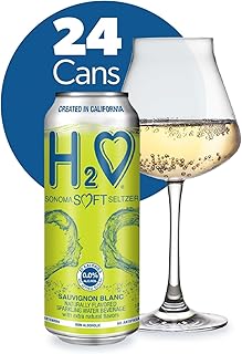 H2o (Excellent Acidity) W24– The Only NA with Science Research | California White Non Alcoholic Wine Infused Refreshment, 0.0% Alcohol, (Larger 1.5x size Sauvignon Blanc, Pack of 24-12 Fl oz)