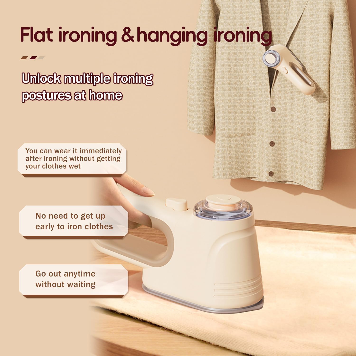 Vacuum Steamer for Clothes, Handheld Travel Garment Steamer for Clothing, 1000w Portable Handheld Cloth Steamers, Ready to Wear, Ultra-Fast Heating Mini Ironing for Home Travel
