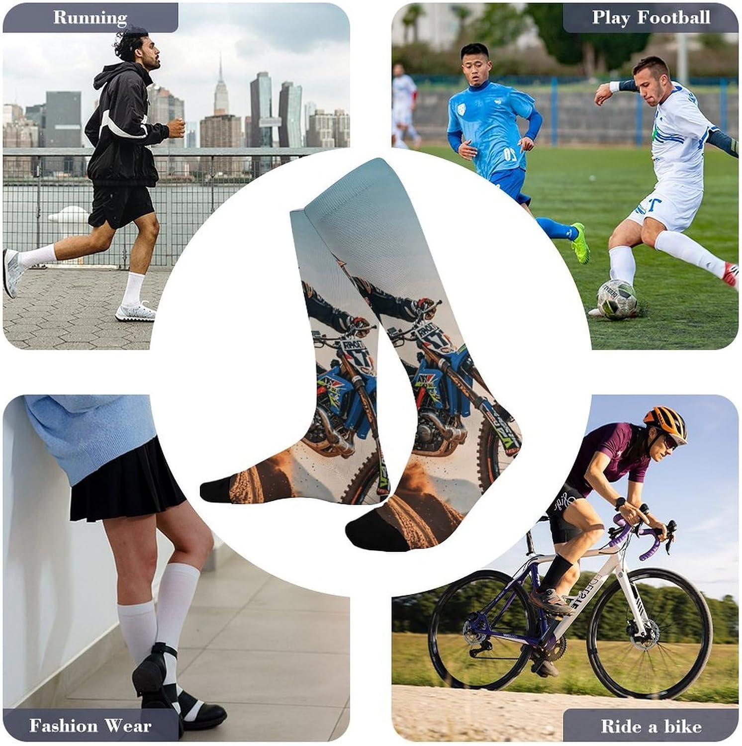 Knee High Socks Sport Motorcycle Motocross Long Tube Boot Seamless Toe
